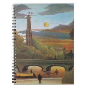 Seine and Eiffel Tower at Sunset by Henri Rousseau Spiral Notebook