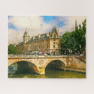 Seine Embankment and Napoleon Bridge, Paris Jigsaw Puzzle