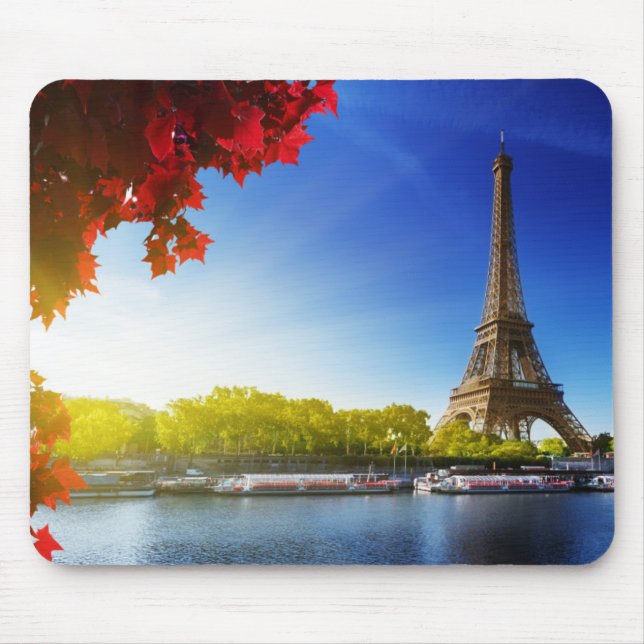 Seine In Paris With Eiffel Tower In Autumn Time Mouse Pad (Front)