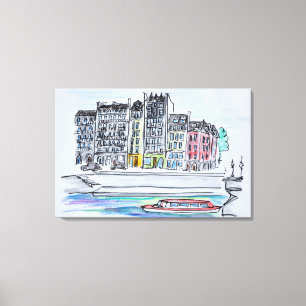 Seine River   Ile Saint-Louis, Paris Canvas Print