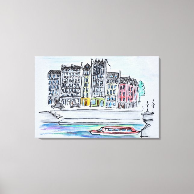 Seine River | Ile Saint-Louis, Paris Canvas Print (Front)