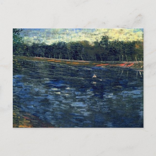 Seine with a Rowing Boat, Van Gogh Fine Art Postcard (Front)