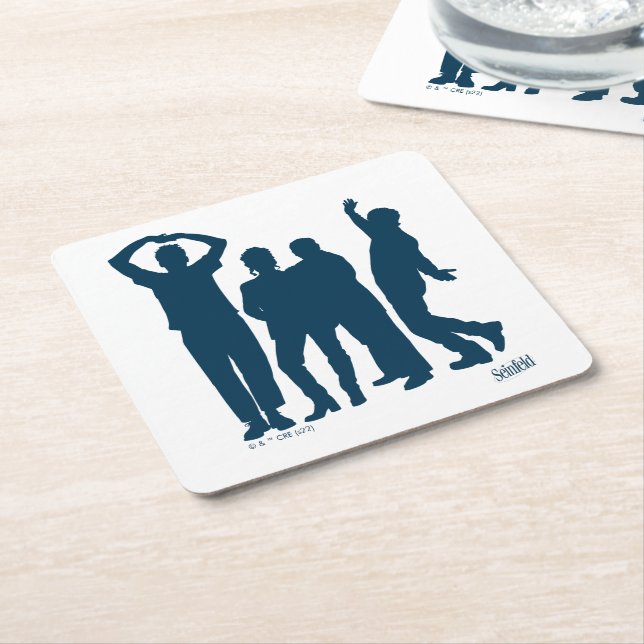 Seinfeld | Group Silhouette Graphic Square Paper Coaster (Angled)