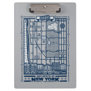 Seinfeld Hot Spots of New York Map Clipboard