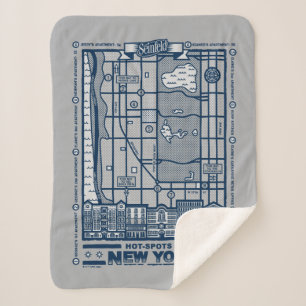 Seinfeld Hot Spots of New York Map Sherpa Blanket