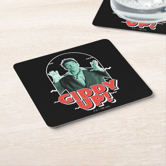 Seinfeld | Kramer - Giddy Up! Square Paper Coaster (Angled)