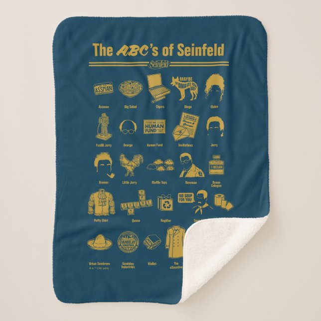 Seinfeld | The ABC's of Seinfeld Infographic Sherpa Blanket (Front)