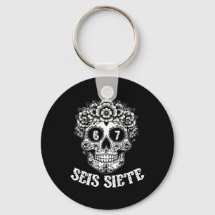Seis Siete Mexican Los Muertos Calaveras Skull 67 Key Ring