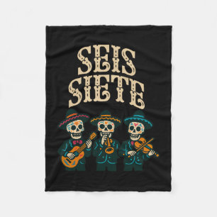 Seis Siete Mexican Los Muertos Calaveras Sugar Sku Fleece Blanket