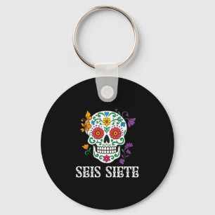 Seis Siete Mexican Los Muertos Calaveras Sugar Sku Key Ring