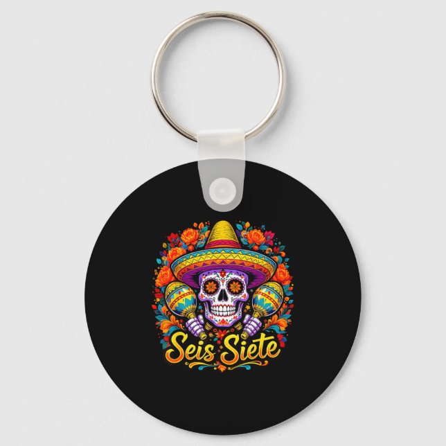 Seis Siete Spanish Humor Clroom Teaching Laugh Esp Key Ring (Front)