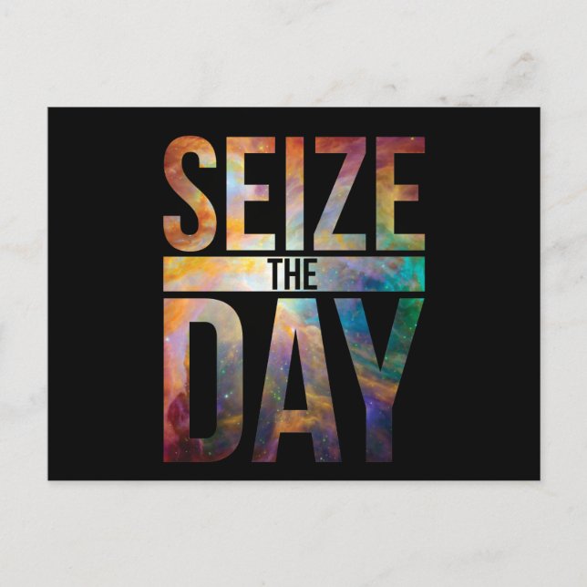 Seize the Day Black Postcard (Front)
