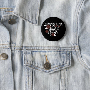 Seize the Day - Red Roses - Memento Mori Skull 6 Cm Round Badge
