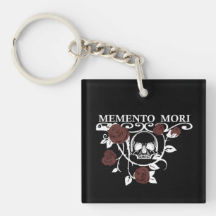 Seize the Day - Red Roses - Memento Mori Skull Key Ring