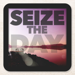 Seize The Day Square Paper Coaster