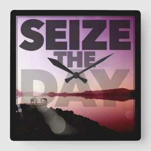 Seize The Day Square Wall Clock
