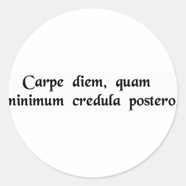 Seize the day, trust as little as possible...... classic round sticker (Front)