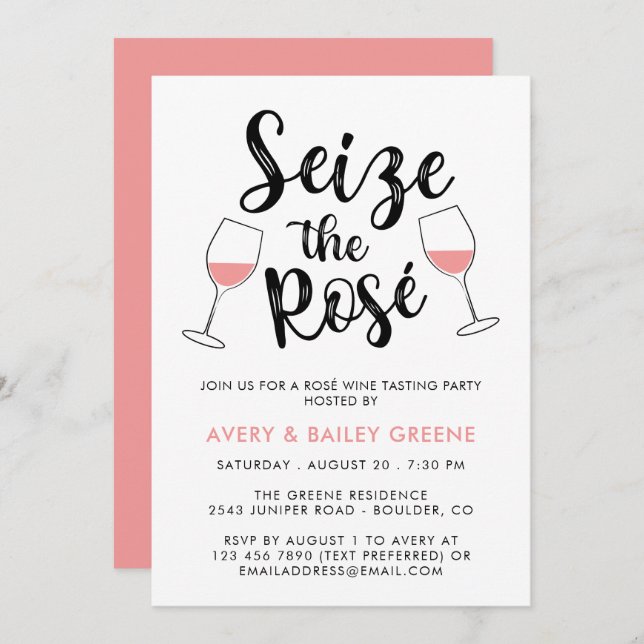 Seize the Rosé Wine Tasting Party Invitation (Front/Back)