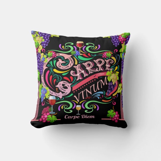 Seize the Wine Seize the Day Cushion (Front)