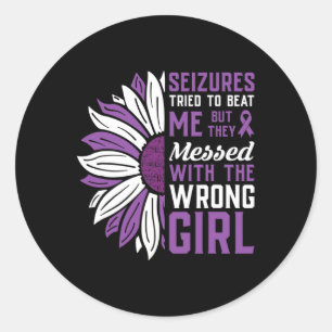 Seizures Purple Ribbon Epilepsy Awareness Epilepti Classic Round Sticker