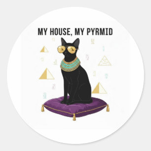 Sekhment Egyptian Cat Bastet - My House My Pyramid Classic Round Sticker