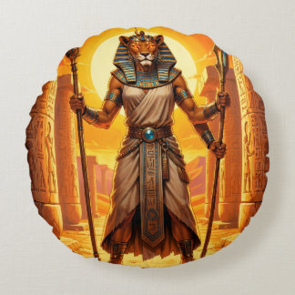 Sekhmet – Lion-Headed Goddess of War Round Cushion