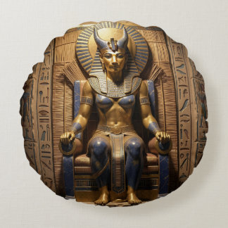 Sekhmet – Lion-Headed War Goddess Round Cushion