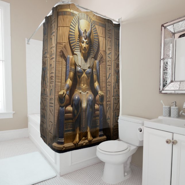 Sekhmet – Lion-Headed War Goddess Shower Curtain (In Situ)