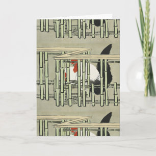Sekka Roosters from Momoyogusa Japanese Art Card