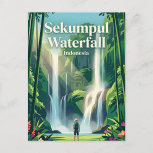 Sekumpul Waterfall Indonesia Postcard
