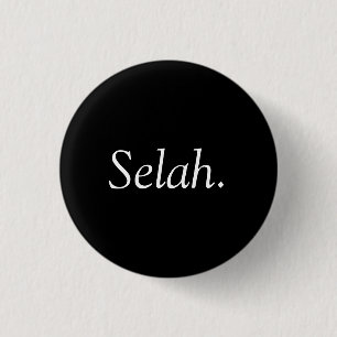 Selah Hebrew Word in Psalms Black and White  3 Cm Round Badge