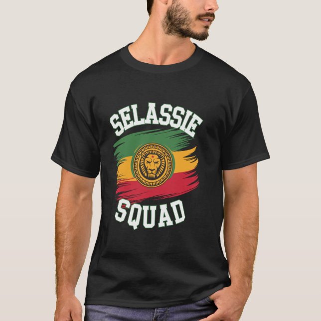 Selassie Squad Apparel for Ethiopian Rasta Product T-Shirt (Front)