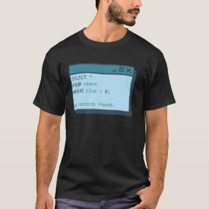 Select From Users Where Clue Greater Than 0 Comput T-Shirt