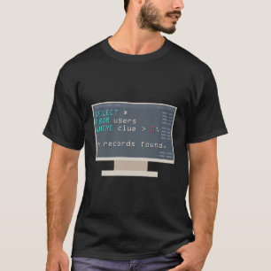 Select From Users Where Clue Greater Than 0 Comput T-Shirt