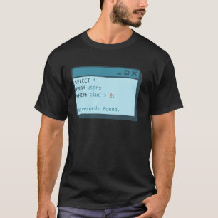 Select From Users Where Clue Greater Than 0 Comput T-Shirt