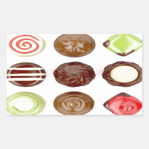 Selection of chocolate candies rectangular sticker
