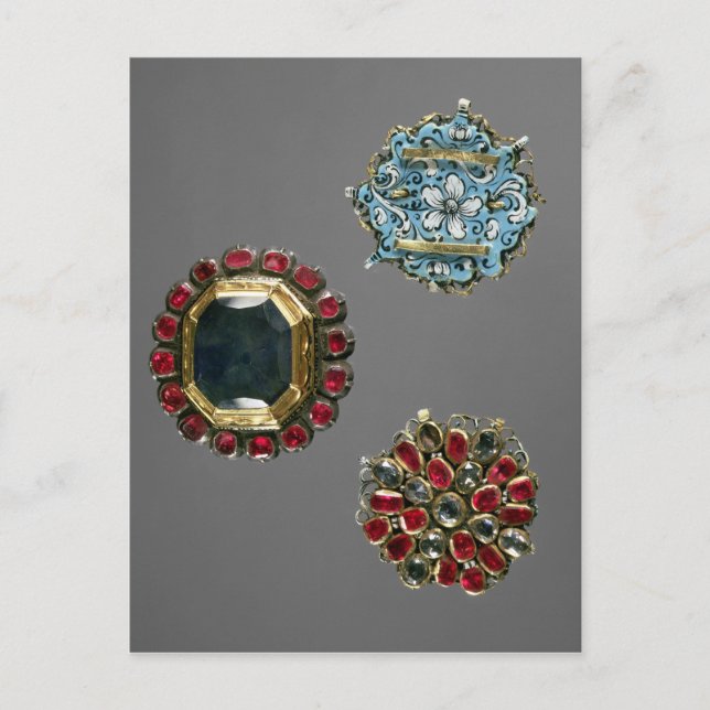 Selection of costume brooches postcard (Front)