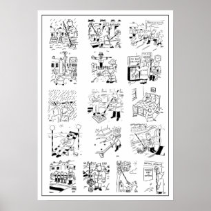 Selection of Funny Lollipop Man Cartoons Poster