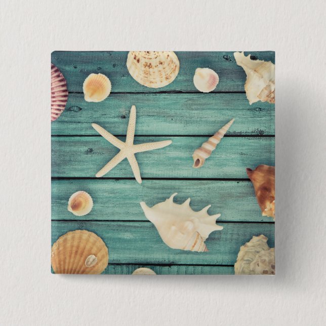 Selection Of Seashells 15 Cm Square Badge (Front)