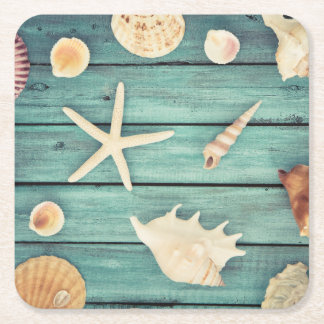 Selection Of Seashells Square Paper Coaster
