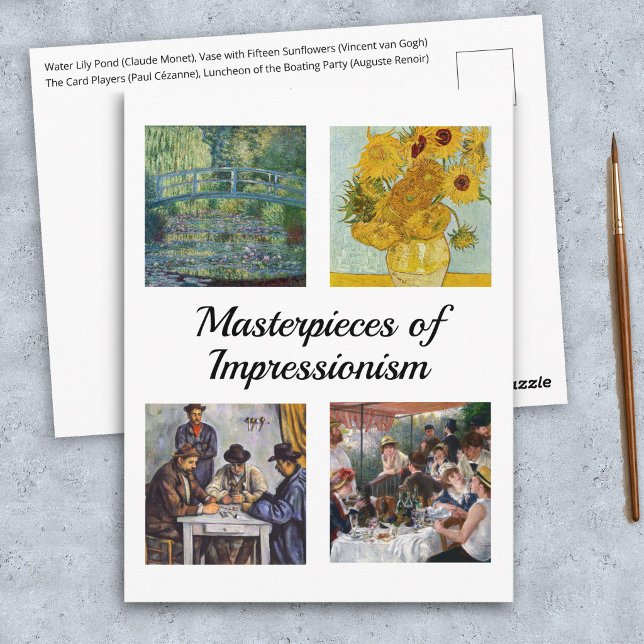 Selection of various impressionist masterpieces postcard (Creator Uploaded)