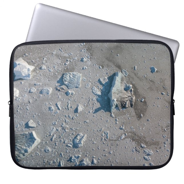 Selective focus of grey stone laptop sleeve (Front)