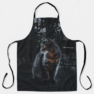 SELECTIVE FOCUS OF SILVER TABBY CAT APRON