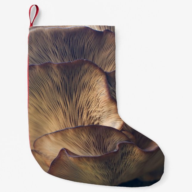 Selective focus photo of mushroom small christmas stocking (Front)