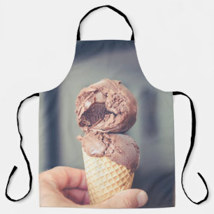 Selective focus photography of chocolate ice cream apron