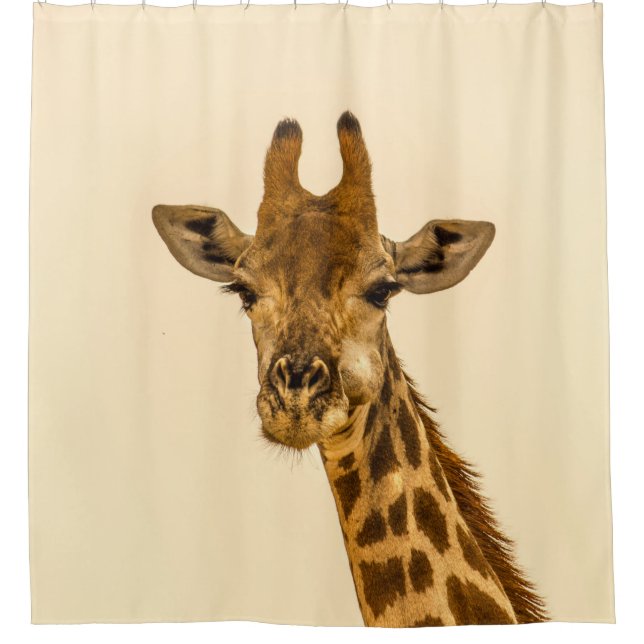 SELECTIVE FOCUS PHOTOGRAPHY OF GIRAFFE SHOWER CURTAIN (Front)