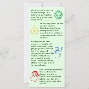 Selective Mutism Christmas Boy Flat Card