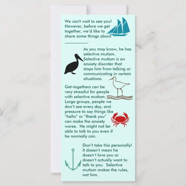 Selective Mutism Get Together Boy Flat Card (Front)