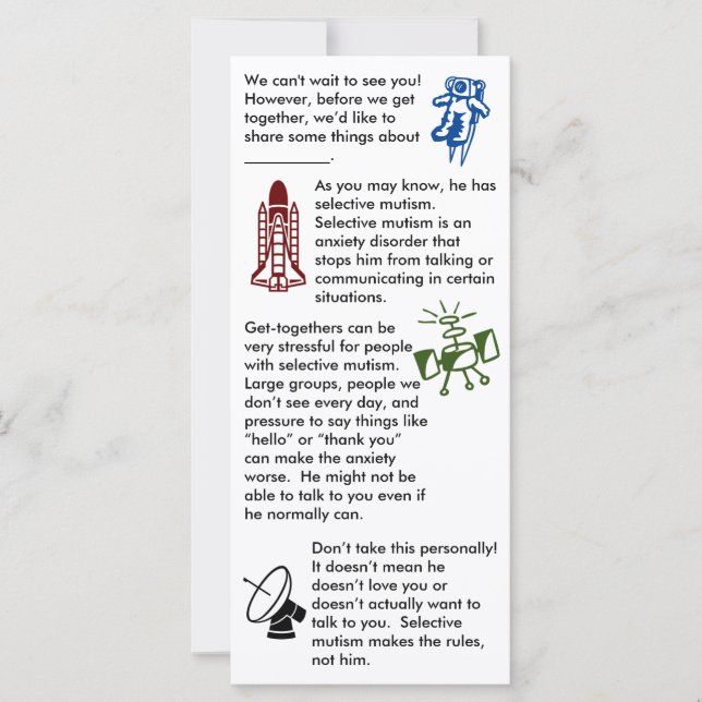 Selective Mutism Get Together Boy Flat Card (Front)