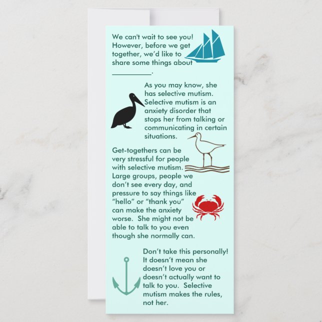 Selective Mutism Get Together Girl Flat Card (Front)